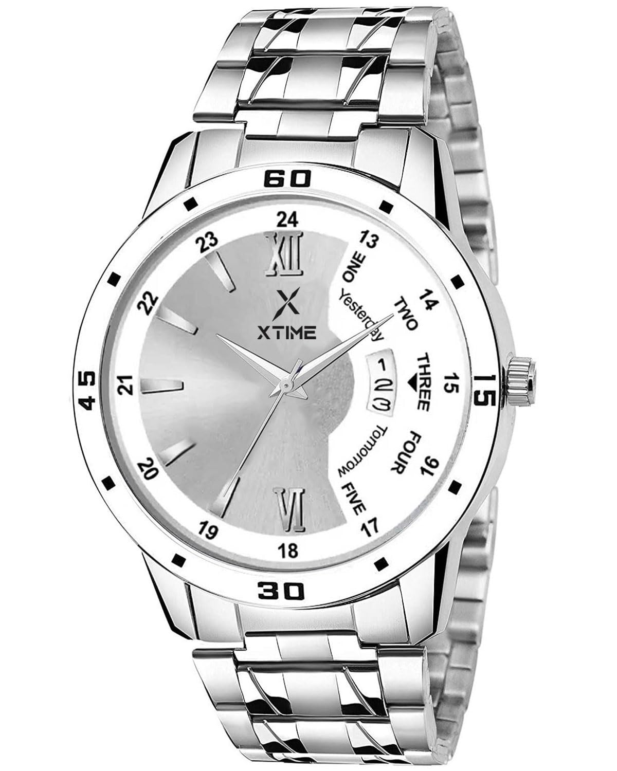 XTIME Analogue Date Watch Round White Dial & Stainless Steel Chain for Mens & Boys (B0CP3GNK43) Amazon Price History, Amazon Price Tracker