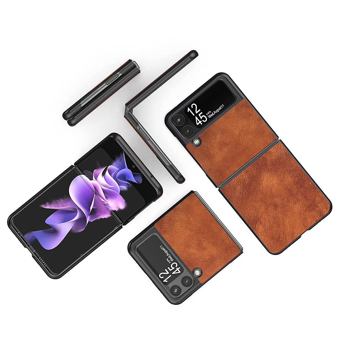 Samsung Galaxy Z Flip 3 Case Redluckstar Leather Case for Z Flip 3 Thin Slim Shockproof Durable Protective Cover for Galaxy Z Flip 3