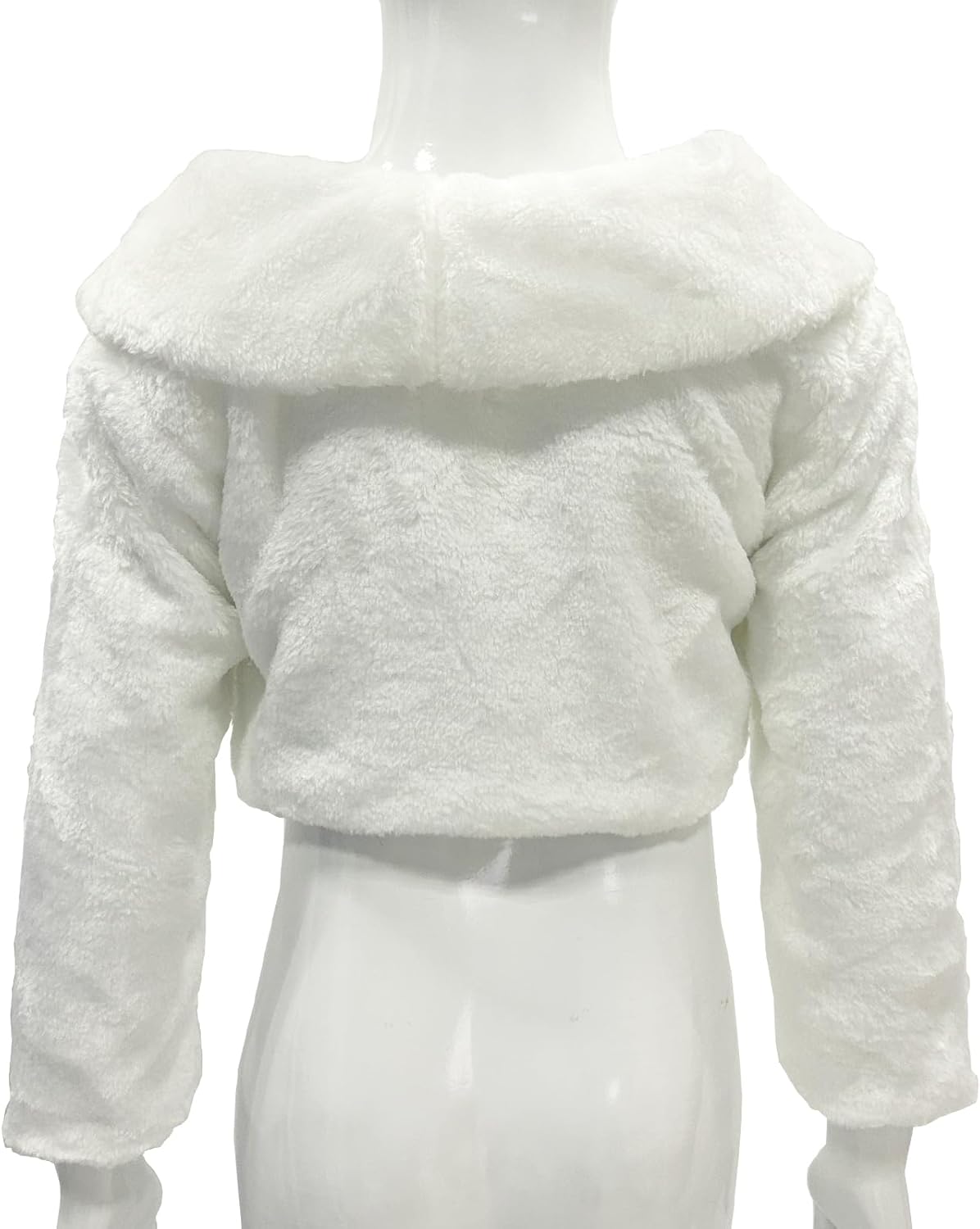 DRHOM Girls Long Sleeve Faux Fur Baptism Coat Wedding Sweet Princess Autumn Winter Bolero Jacket Shrug Cape - Image 3