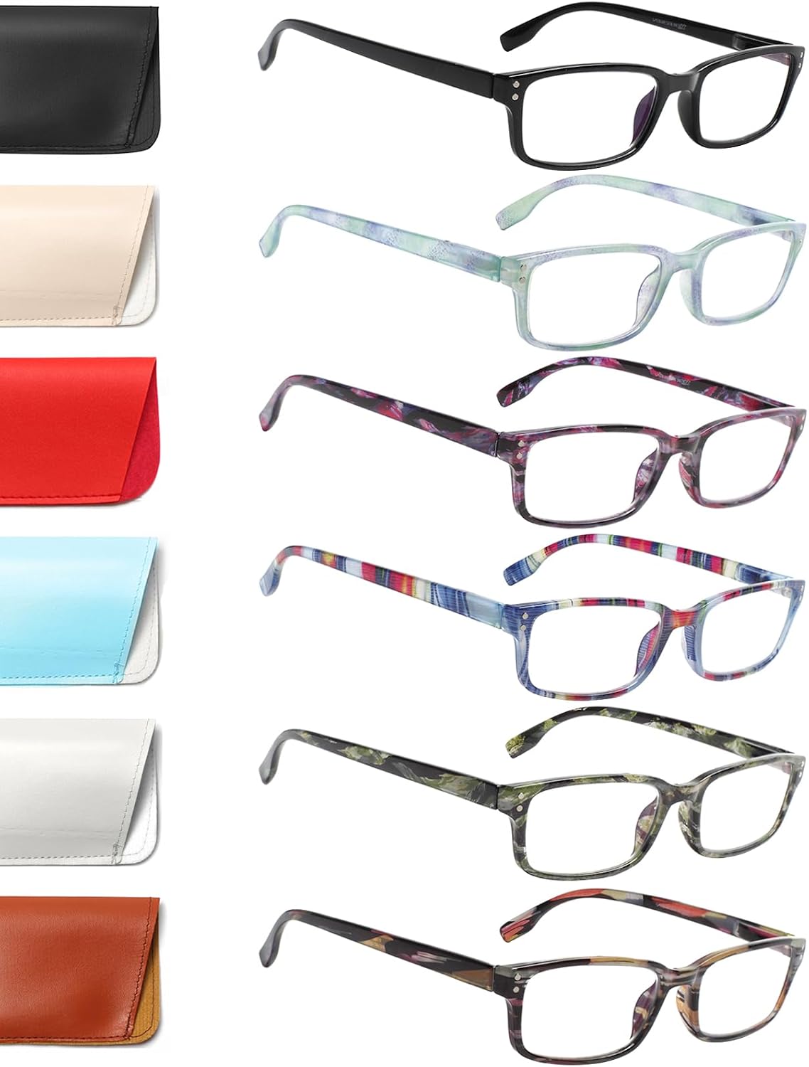 Kerecsen 6 Pack Reading Glasses Blue Light Blocking,Spring Hinge Readers for Men Women,Prescription glasses