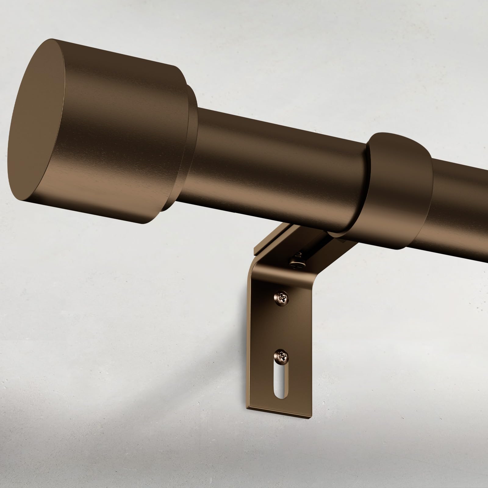 GEEBOBO Bronze Curtain Rods for Windows 66 to 120 Inch, 1 Inch Long Adjustable Heavy Duty Easy Install Curtain Rods Set for Outdoor, Patio, Farmhouse,