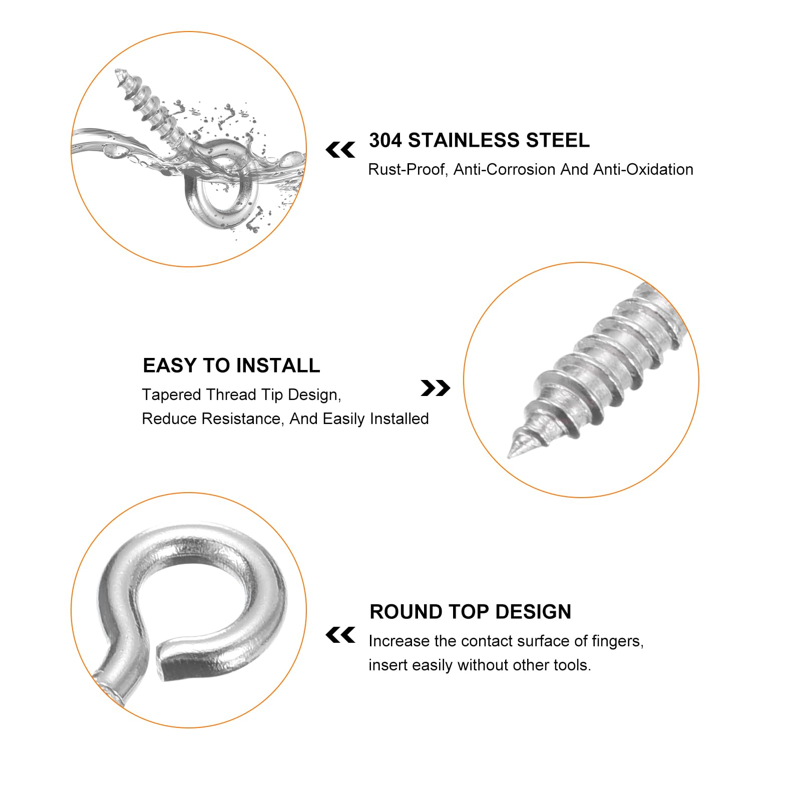sourcing map 500 tornillos de ojo, acero inoxidable 304 de 12 x 5 mm, pequeños ganchos de tornillo autorroscantes, mini pasadores de ojo para manualidades, colgantes de arcilla de madera, botellas de