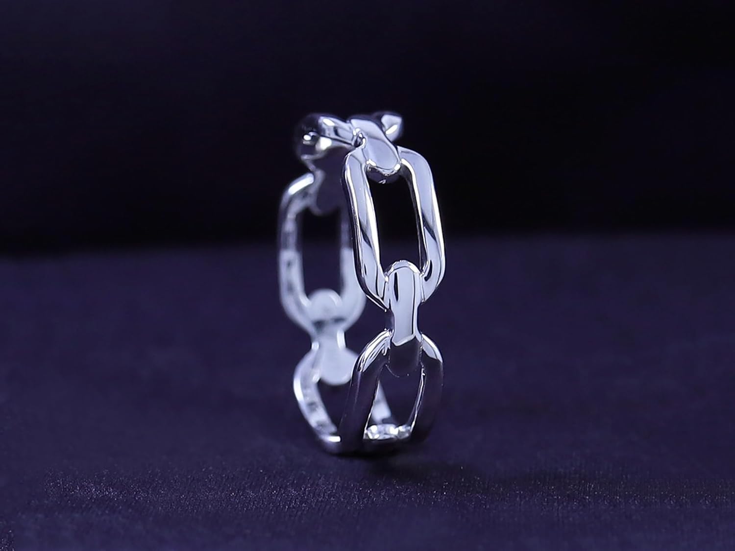 AFFY Chain Linked Design Wedding Eternity Band Rings Gift For Jewelry In 14K Gold Over Sterling Silver