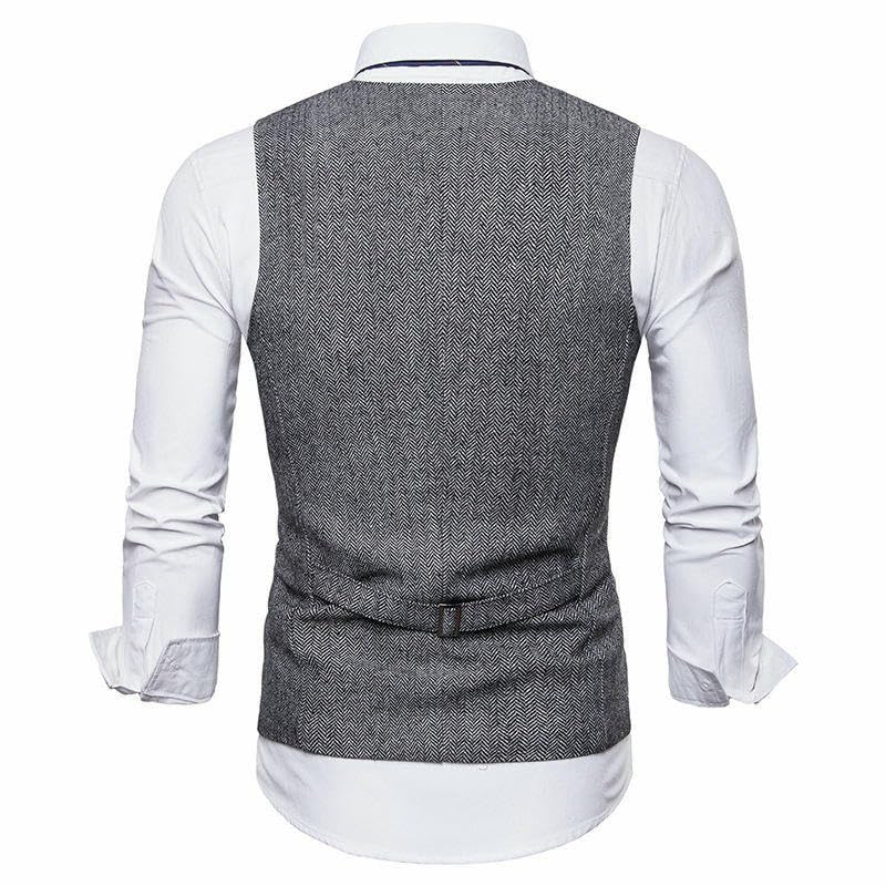 Chaleco vintage a rayas verticales para hombre con espalda ajustable y botones clásicos 3