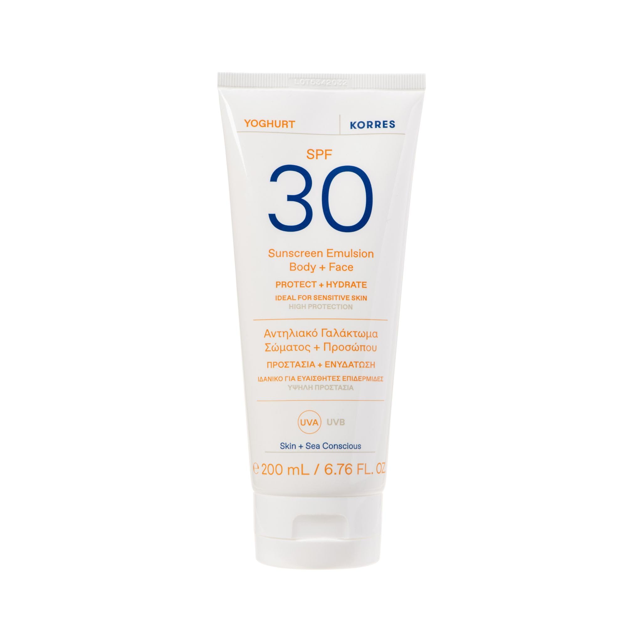 KORRES   Yoghurt Sunscreen Emulsion Body + Face SPF30 200ml in Size 200ml, BrandAlley