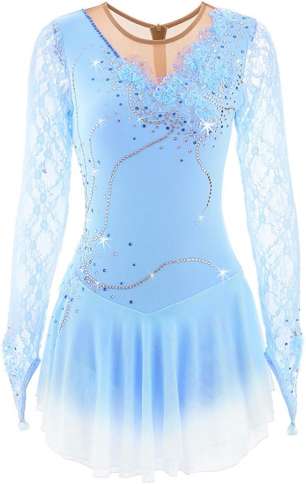 Girls' Lace Figure Skating Dresses Ice Skating Clothes Team Sports Competition Wear Winter Sports Skirts