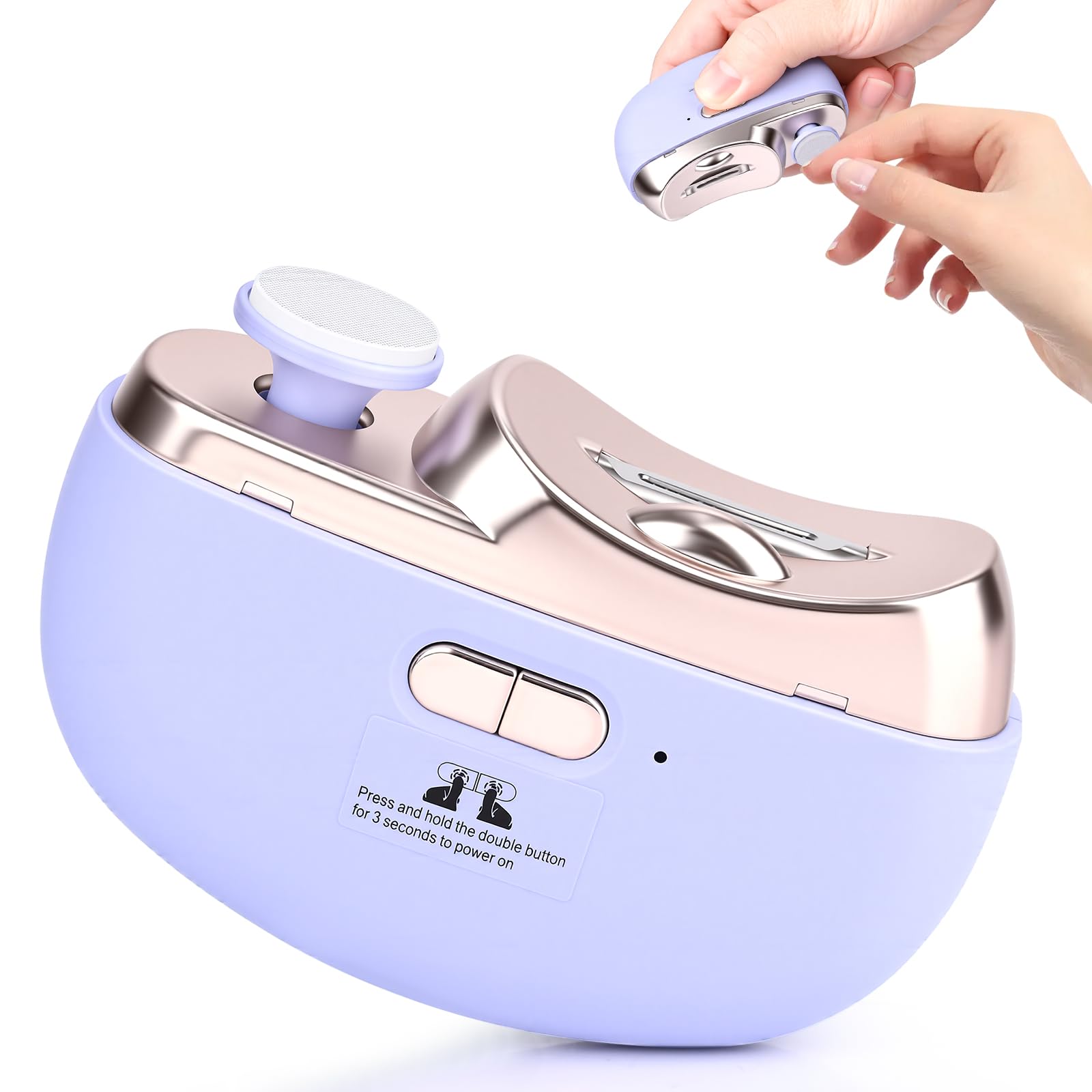 Cortauñas Electrico Pies y Manos 3-en-1 Corta Uñas Electrico Hombre 400mAh Recargable Cortador de Uñas Electricos Luz LED Función Cortar Lijar y Pulir 2 Velocidades para Bebé Niño Adulto