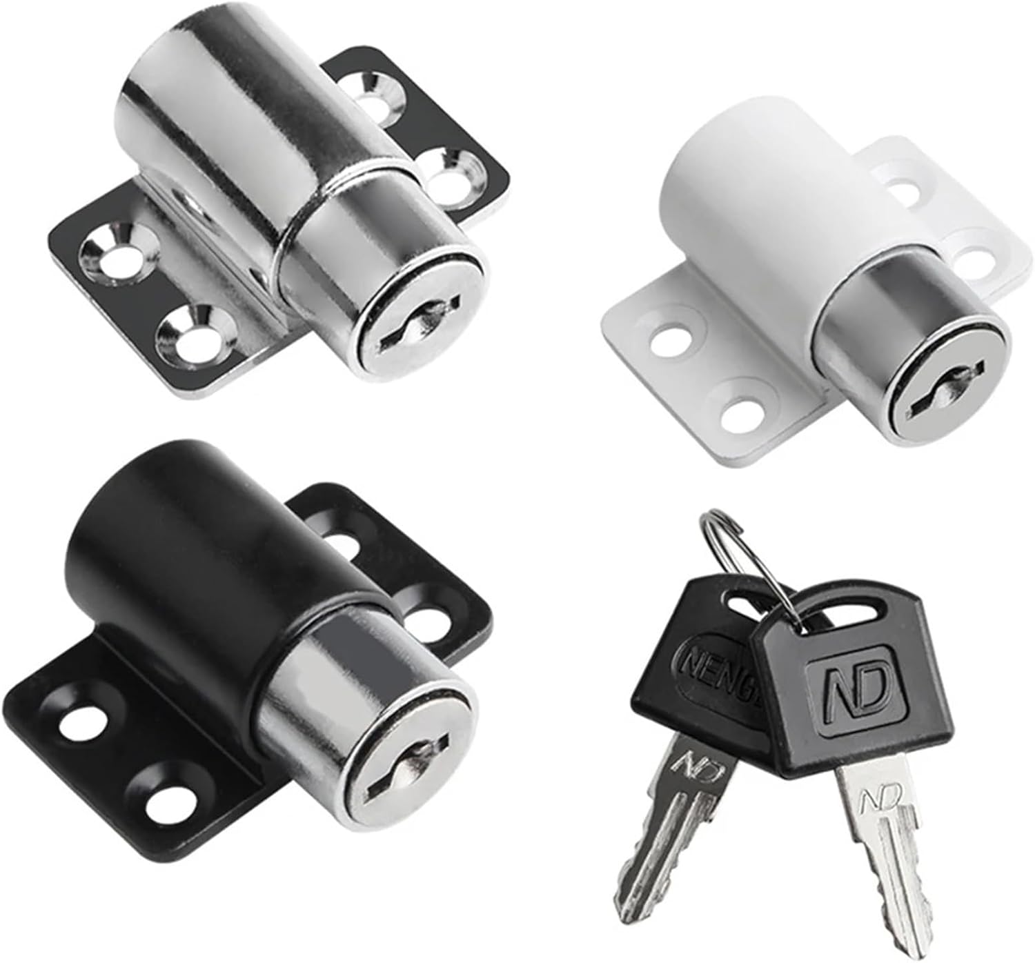 with 2 Keys Child Antitheft Door Window Security Lock Catches Set 1Pcs(White)