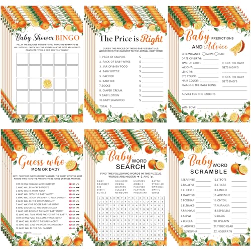 Image of Jetec 302 Pcs Baby Shower Games, 6 Games,50 Sheets Each, Little Cutie