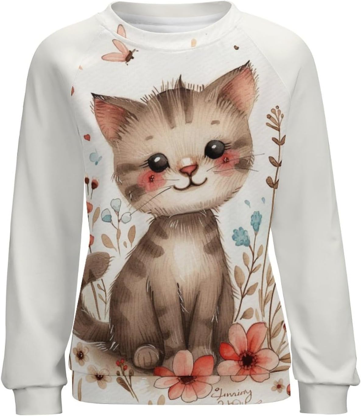 Long Sleeve Shirts for Women Japanese Art Funny Cat 3D Graphic Sweatshirts Fall Pullover Crewneck Comfy Boho Tops - Image 3