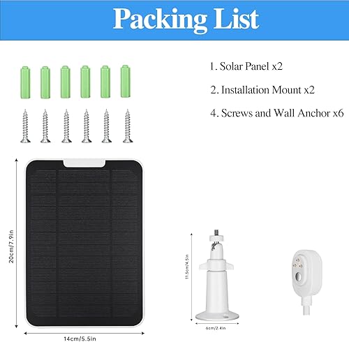 Miniatura 7 de Paquete de 2 unidades de carga de panel solar de 5 W compatibles con Arlo Pro 3Pro 4Pro 5SUltraUltra 2Go 2, fuente de alimentación continua IP65