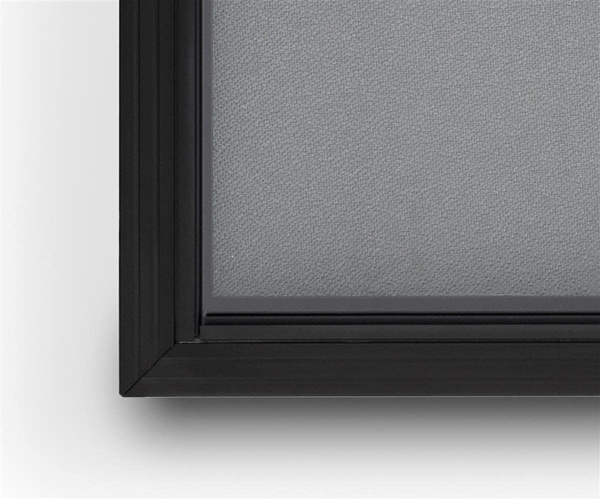 Displays2go 5' x 3' Indoor Bulletin Board, Locking Slide Doors, Gray Tackboard - Black (FBSD63BKGLG)