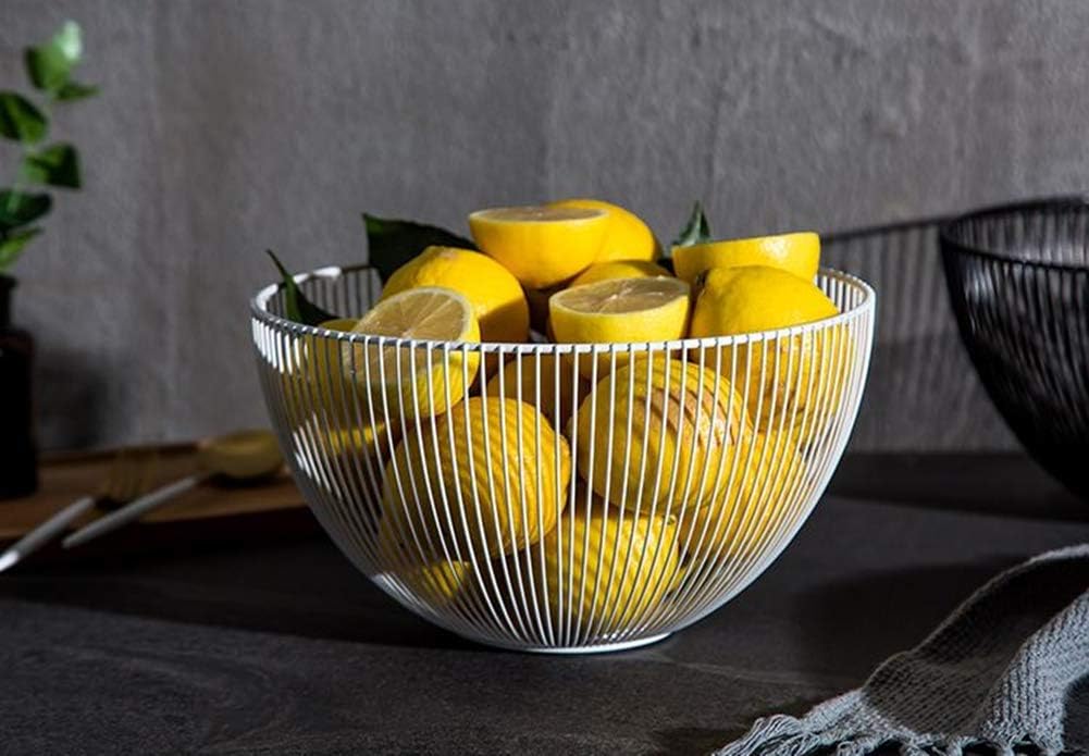 KICCOLY Fruit Basket White Modern Kitchen Decor Fruit Basket for Kitchen Hollow Line Design Drain Anti-Corrosion Fruit Preservation Metal Basket Fruit Bowl White Bread Basket White Fruit Holder
