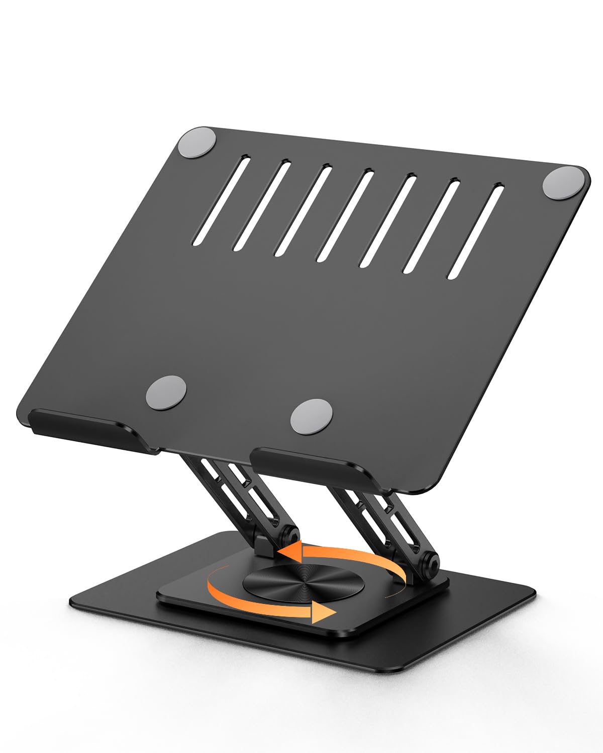 Tablet Stand Holder for Desk with 360 Rotating Base Dual Rod Adjustable Foldable Aluminum Stand for Home Office