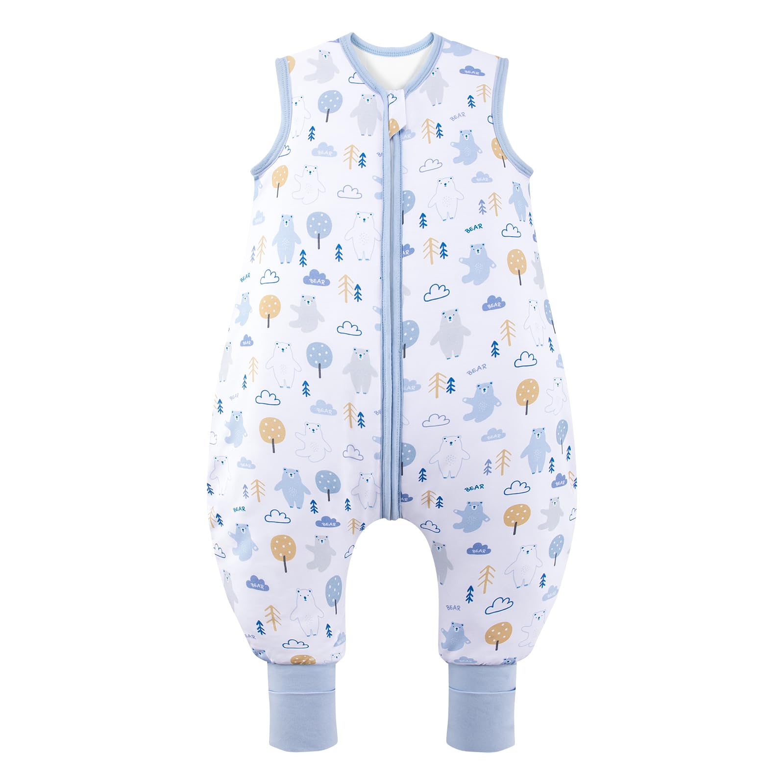 ToyaTec Sacco nanna con piedi, 2,5 Tog, super morbido, realizzato in rayon di bambù, per bambini, in fibra di bambù, per l'inverno, per l'autunno e l'inverno (orsi, 100cm (3-5 Jahre))