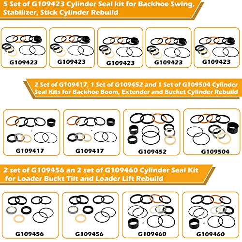 Image of Whole Machine Seal Kit for Case 580E 580SE 580SD, Boakhoe Loader Bucket Hydraulic Cylinders Replacement Seal Kit G109456*2+G109417*2+G109423*5+G109460*2+G109504+G109452