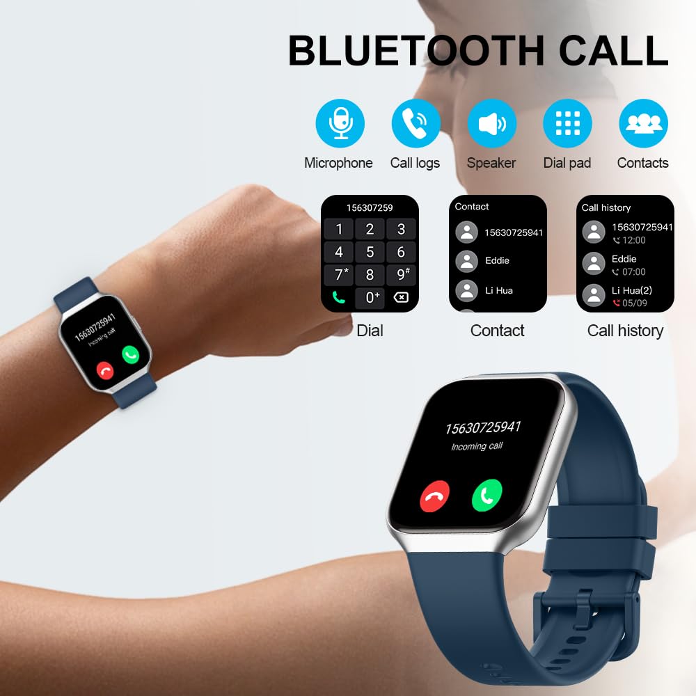 Hendari Smartwatch Uomo Donna, 1.96" Orologio Smartwatch con Effettua/Risposta Chiamate, 140+Modalità Sportive Impermeabile IP68, Smart Watch con Monitoraggio del SpO2/Sonno/Contapassi per IOS/Android