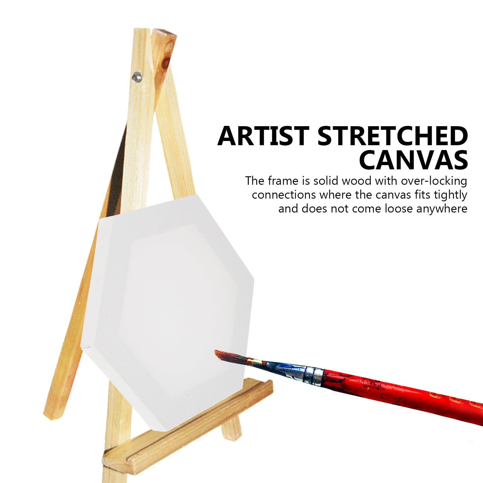 Toiles à Peindre Lot de 3 Panneaux Tendus Hexagonaux 40 CM pour Peinture à L'Huile et Projets Artistiques pour Étudiants et Créateurs