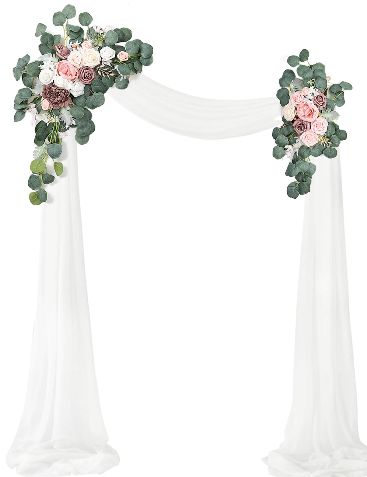 Senseya Artificial Wedding Arch Flowers, Rustic Artificial Floral Swag for Lintel Set of 3 for DIY Wedding Welcome Ceremony Sign Backdrop Sweetheart Table Chair Home Decoration