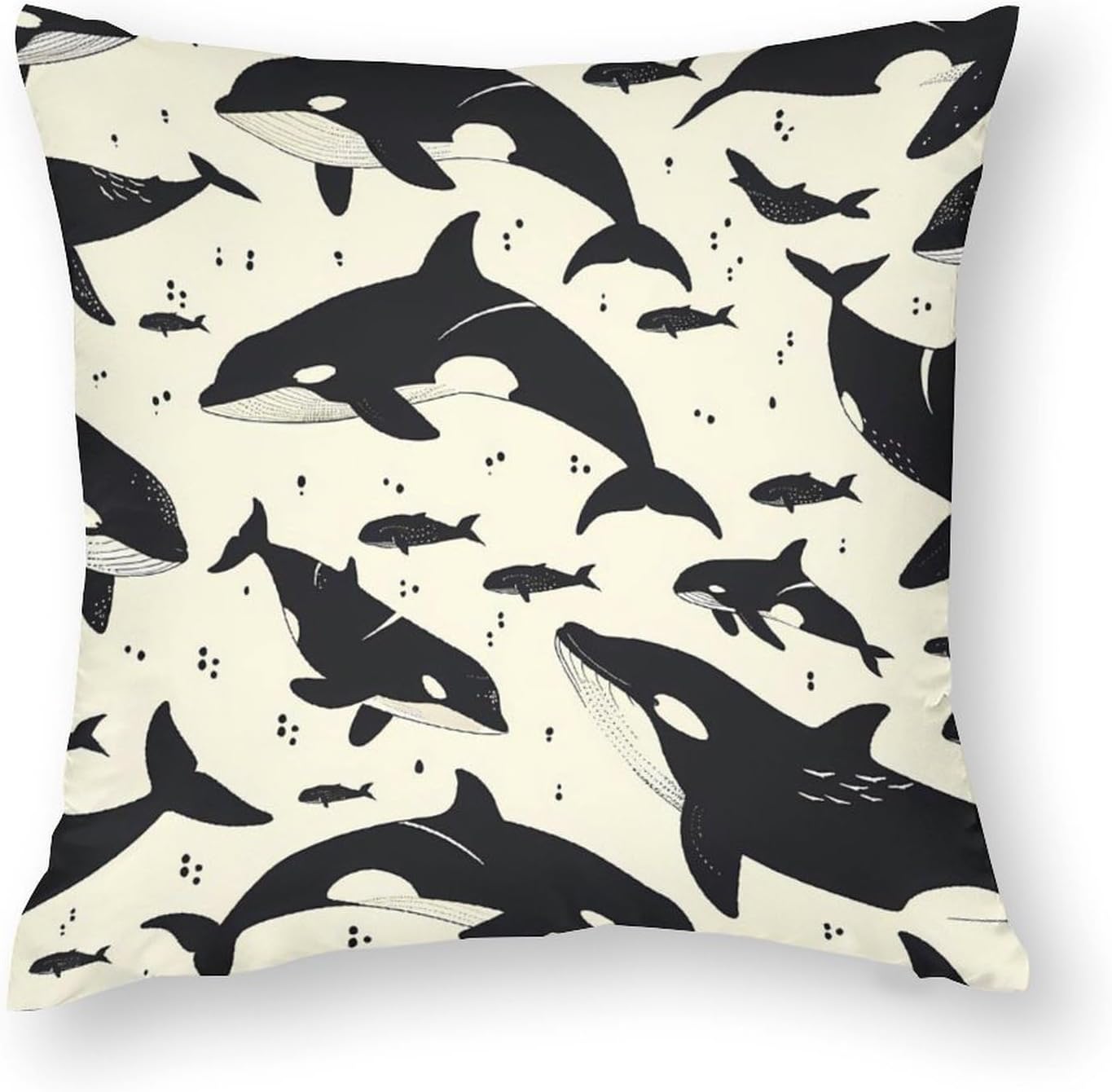 Killer Whale Printed Throw Pillow Case 4 Pcs Soft Pillowcases Pillows Covers Sofa Bed Decor 12/14/16/17/18/20/22/24/32 Inches