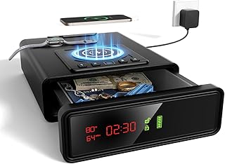 XDeer Biometric Smart Safe with Wireless Charging for Phone and Watch, 3 Quick Access