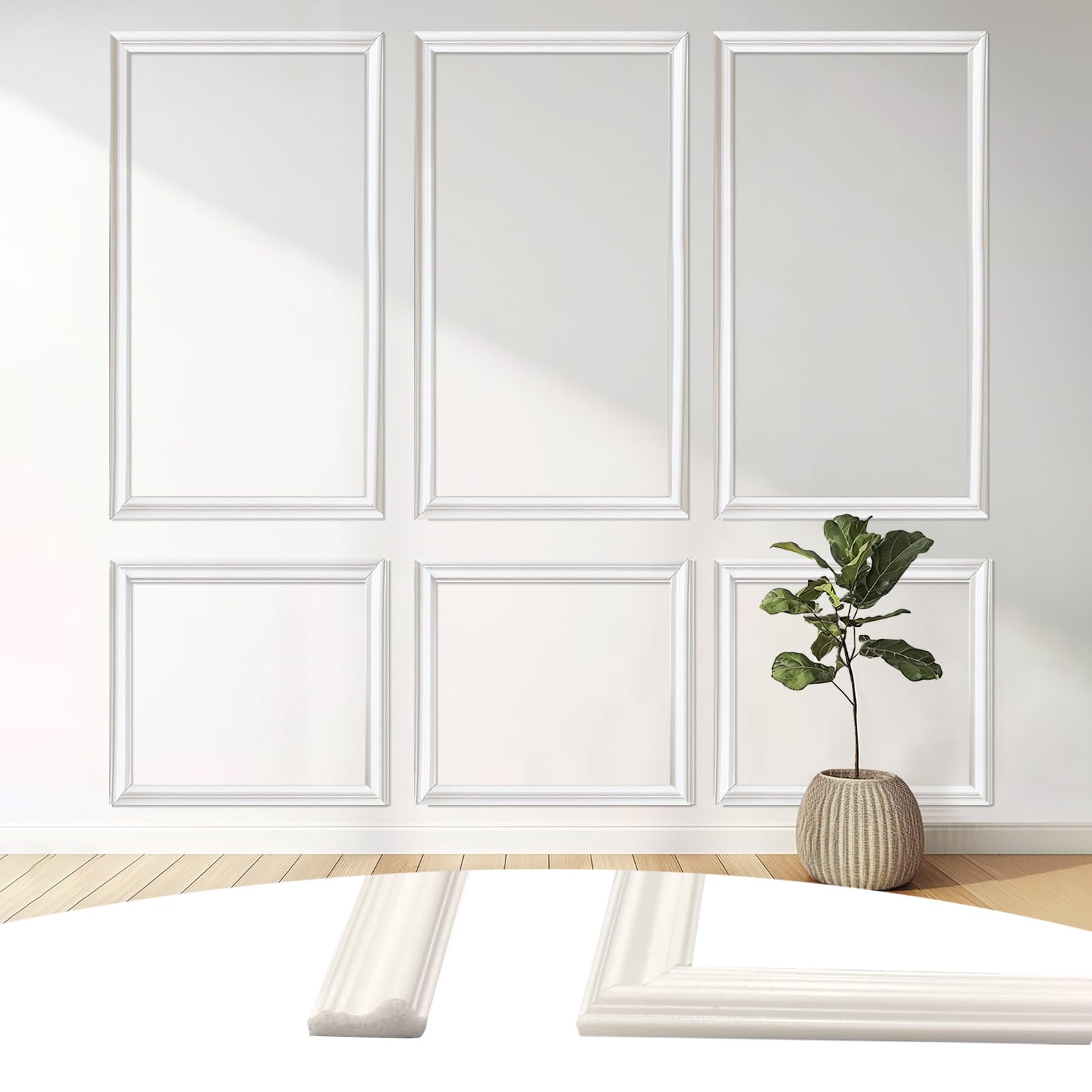 30 Pcs Peel and Stick Wall Molding Kit, Assemble Wall Molding Panels Peel and Stick Molding Trim for Walls Moulding Premade Wainscoting Panels Pre Cut Wall Molding Trim for Home Decor