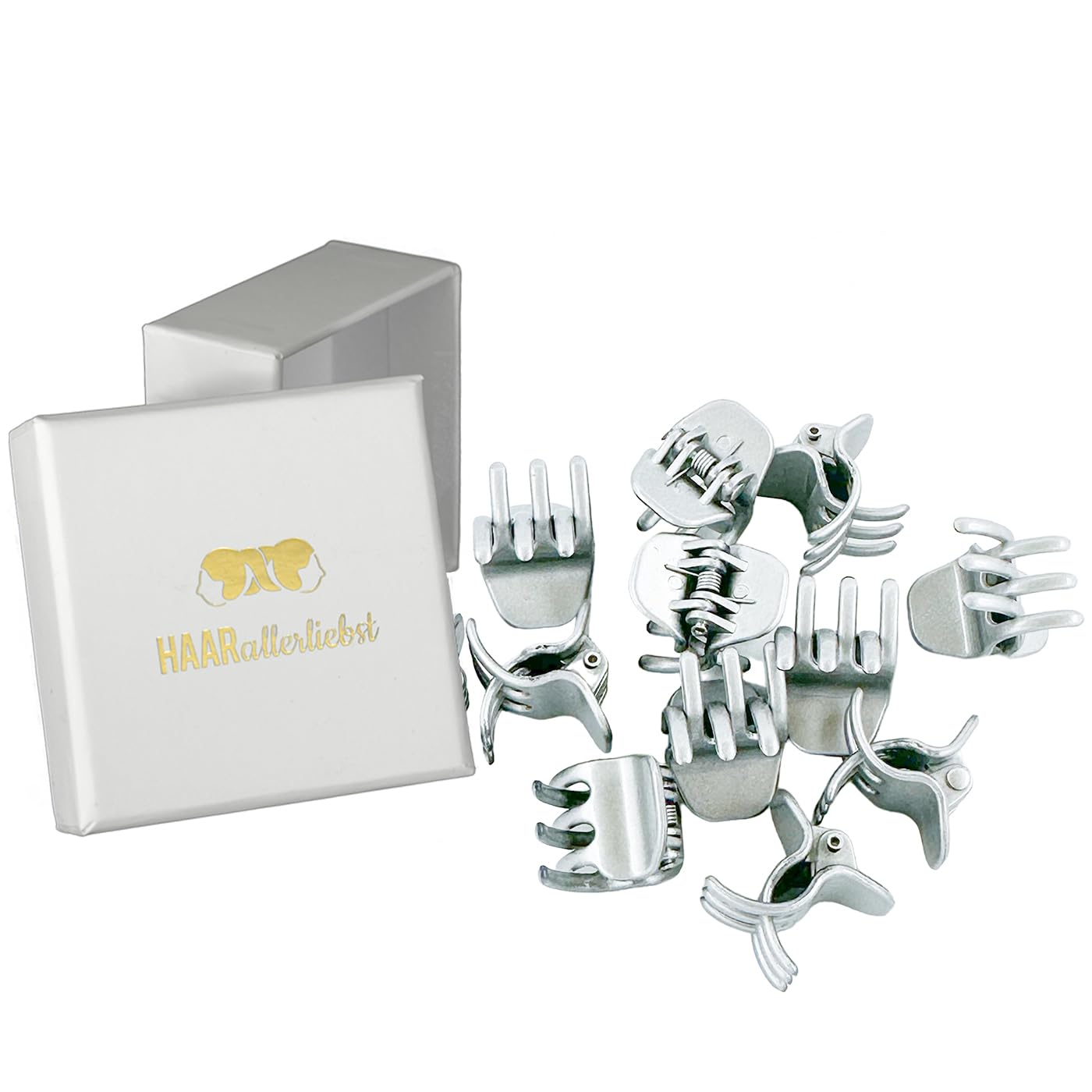 HAARallerliebst® Orchid Small Hair Clips, 2 cm, Silver Mini Hair Clips in Box, Small Hair Clip, Hair Clips, Hair Accessories
