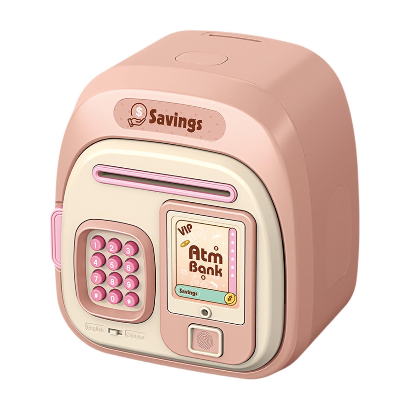 POXZSFX Piggy Bank Toys Crafted With Durable Materials In Cartoon Electronic Piggy Bank Kids Allowing For Secure Deposits And Withdrawals Cute Money Practical, pink, 16.8x12.7x19cm