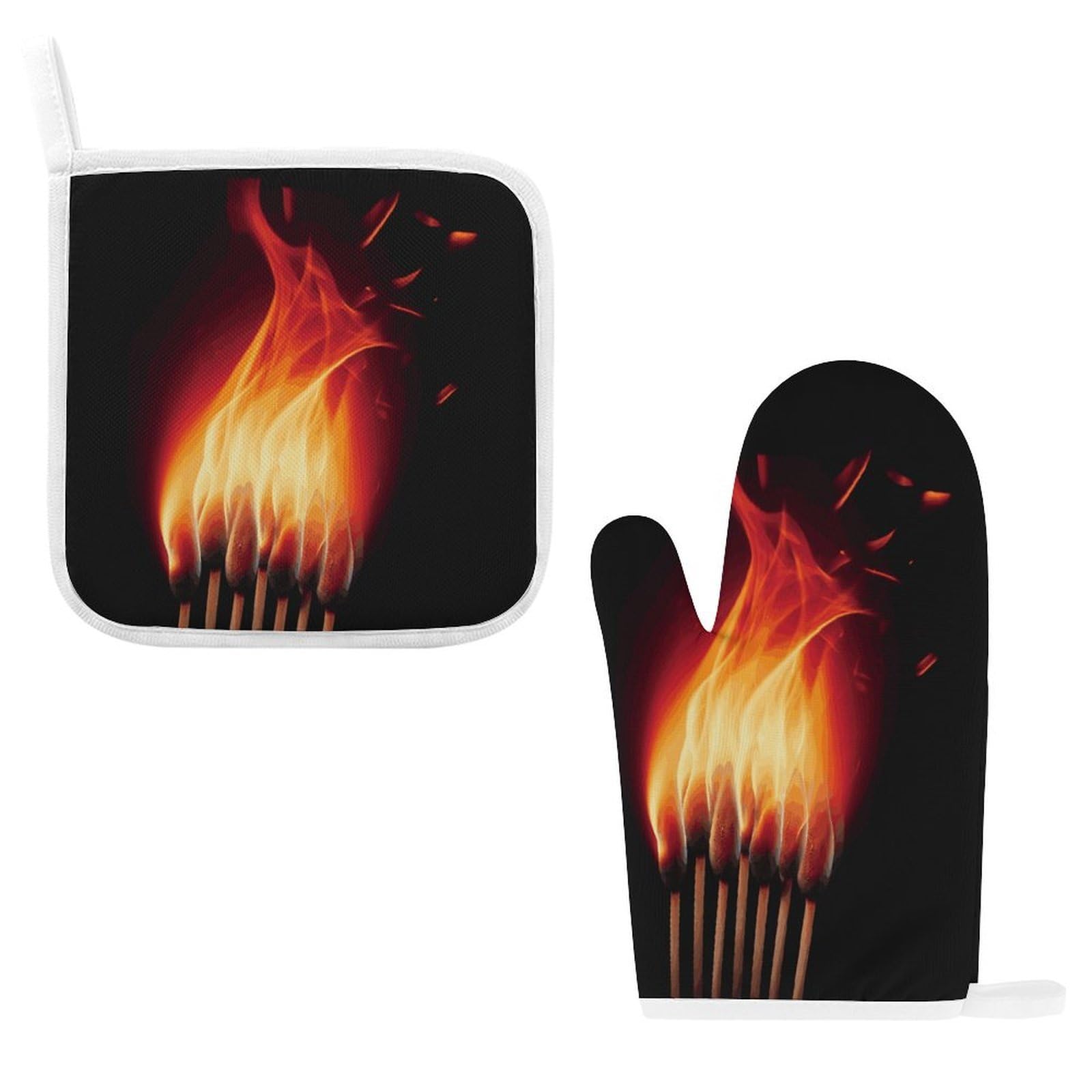 Fodpand Style Flames Matches Oven Mitts And Pot Holders Sets