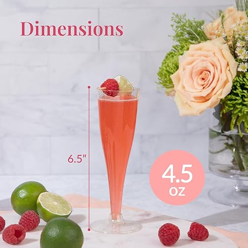 Vista 83 de Prestee 48 copas de champán de plástico desechables con purpurina dorada - Vasos transparentes para brindis mimosa, fiesta de Año Nuevo