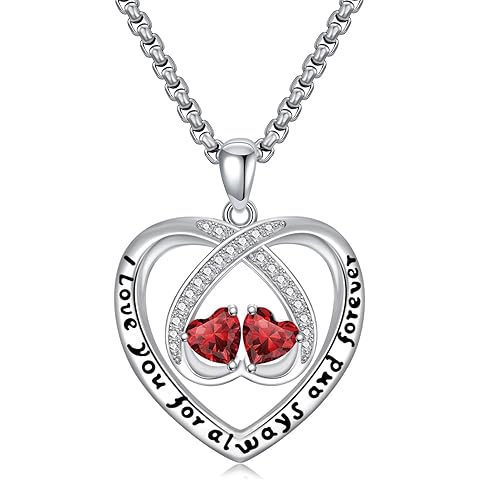 Birthstone Necklaces for Women I Love You for Always and Forever Heart Pendant Neck...