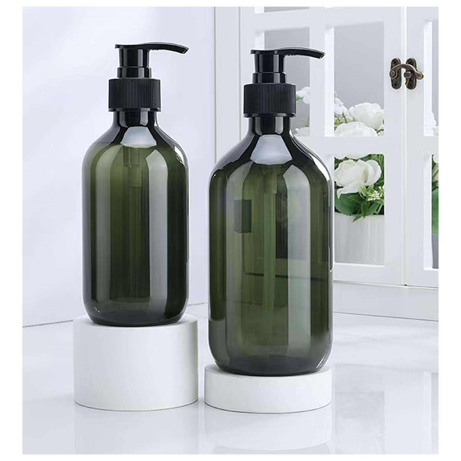 Soap Dispenser 500ml Dispenser with Pump, Dishwashing Liquid Dispenser for Kitchen, Hand Soap Dispenser for Bathroom, Countertop, Kitchen (2 Pieces, Green)