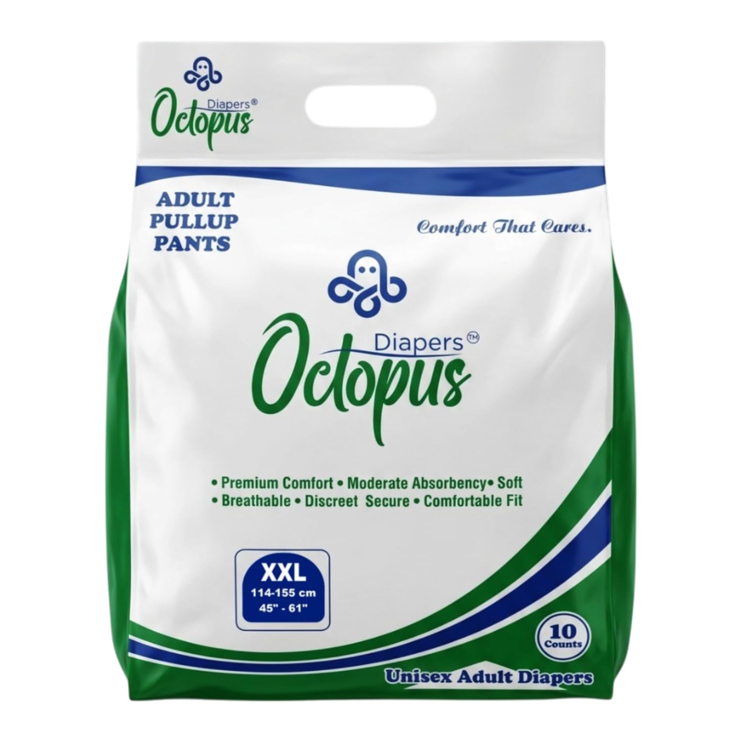 Octopus Adult Diaper Pull-Up Pants Style | Extra Extra Large Size (XXL) | Waist (114-155cm) I (45"-61"Inch) | | Unisex | Multi Layer Absorption-Protection, Elastic Waist with Leakage Barrier (XXL, 10, count)-image-28