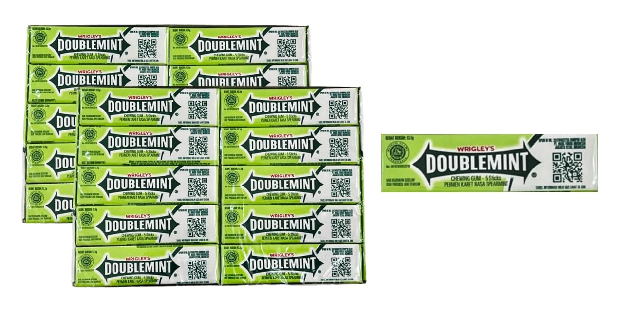 Refreshing Cooling Chewing Mint Gum - Outer Set Party Gift Office Welcome Chewy Candy Travel Fun Pack, 0.48 Ounce per unit Imported from Asia Doublemint (Spearmint, Pack of 40 unit, total 200 pieces)