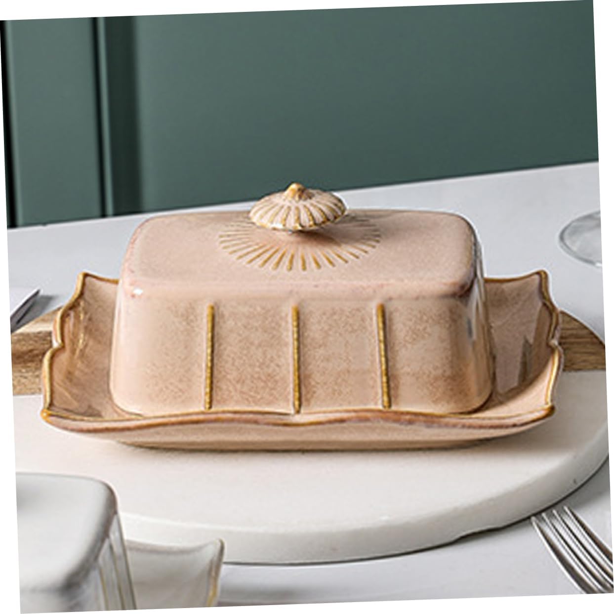 Ceramic Butter Dish Lid Multi-functional Butter Server Cheese Container for Spreading for Home and Kitchen Use
