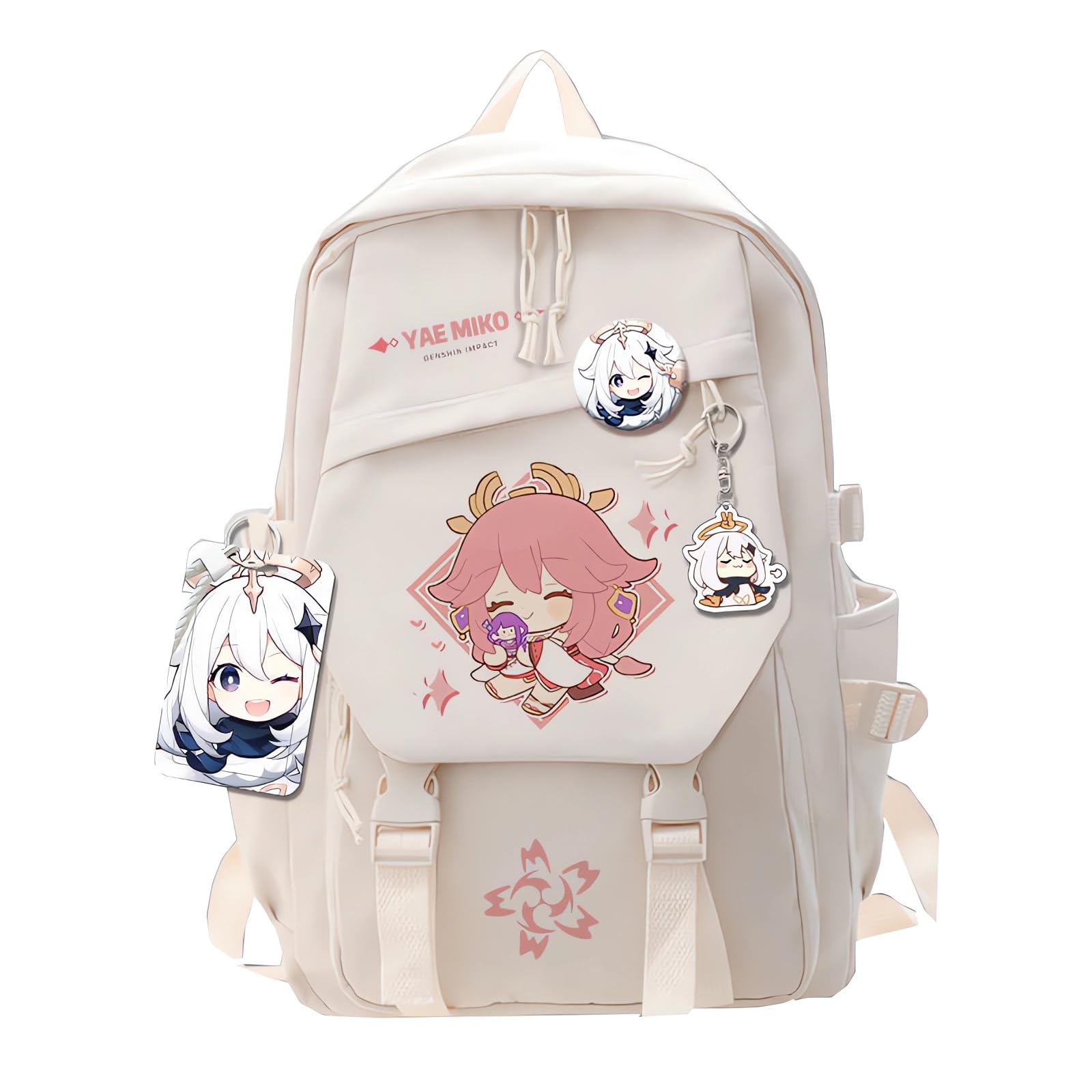 Dalicoter Game Backpack Yae Miko Backpack Cute 3D Printed Daypack Laptop 17" Large Capacity Travel White BackPack With Gift