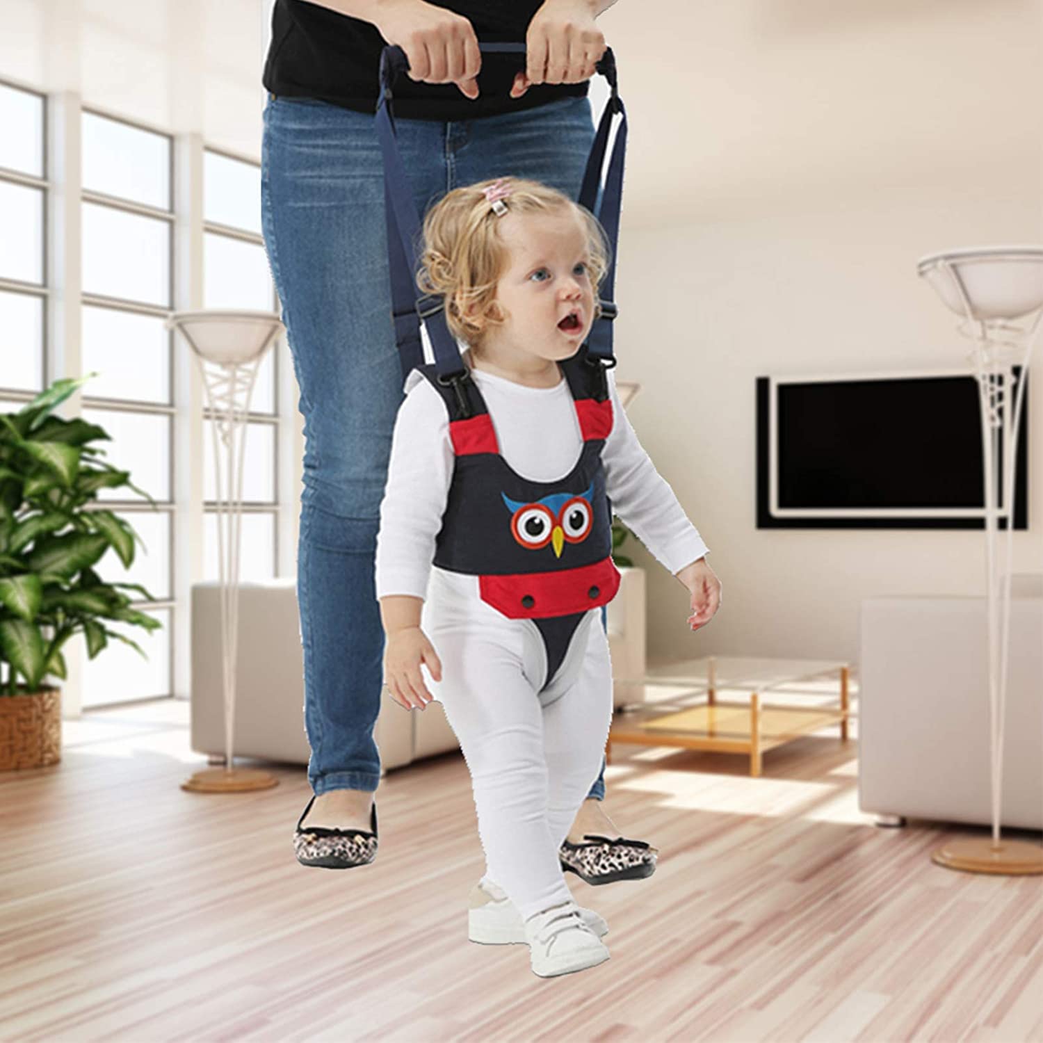 IULONEE Harnais de Marche pour Bébé - Poignée Réglable, Aide à l'Apprentissage pour Enfant en Bas Âge - Ceinture de Sécurité avec Rênes (Bleu)