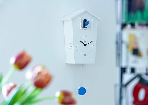 Vista 28 de KOOKOO Birdhouse - Reloj de cuco de diseño moderno con 12 voces naturales de pájaro o llamada de cuco Negro
