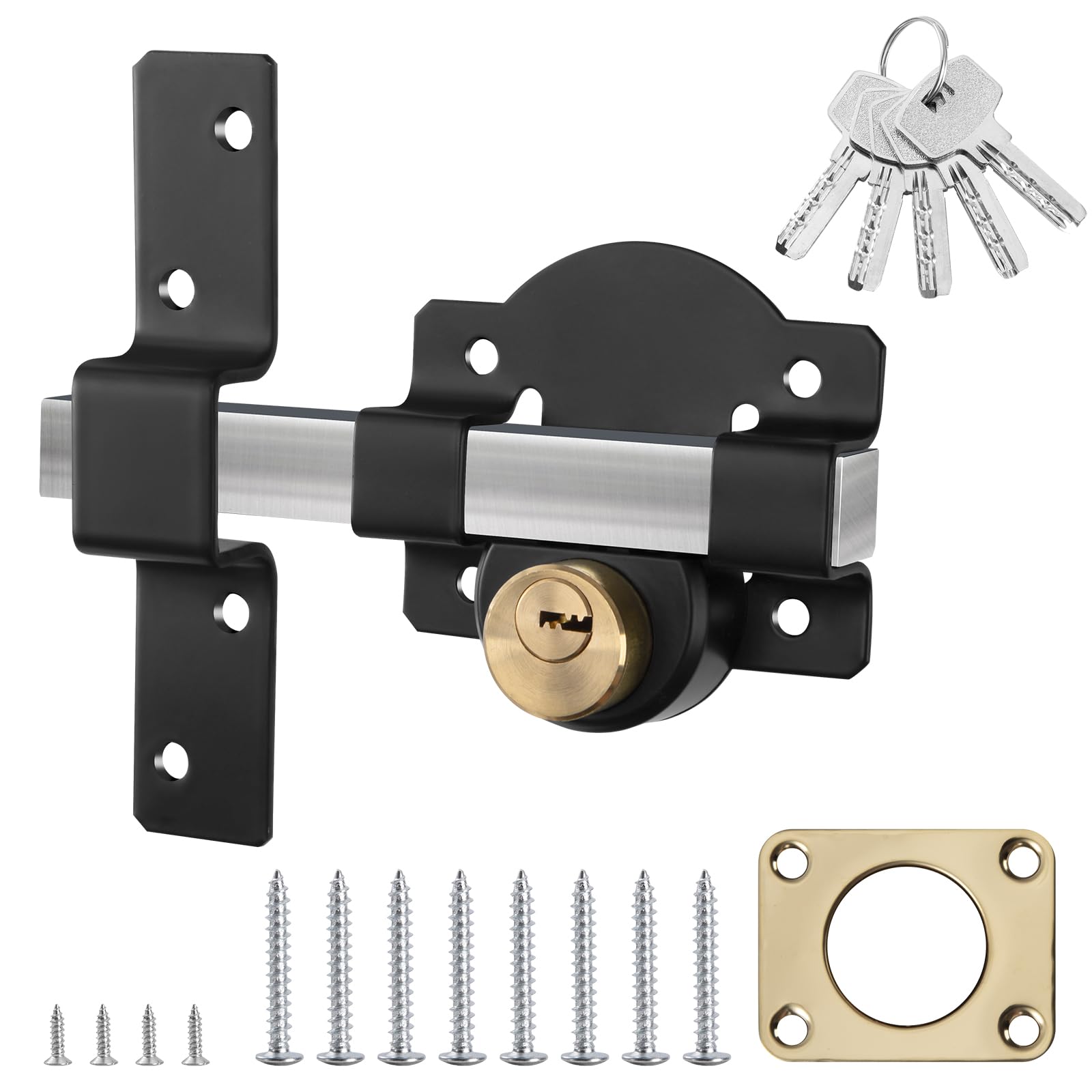 Serratura Lunga Per Cancello Chiavistello Con Chiave Chiavistello Porta In Acciaio Inossidabile Per Porta Del Garage o Cancello In Legno Nero