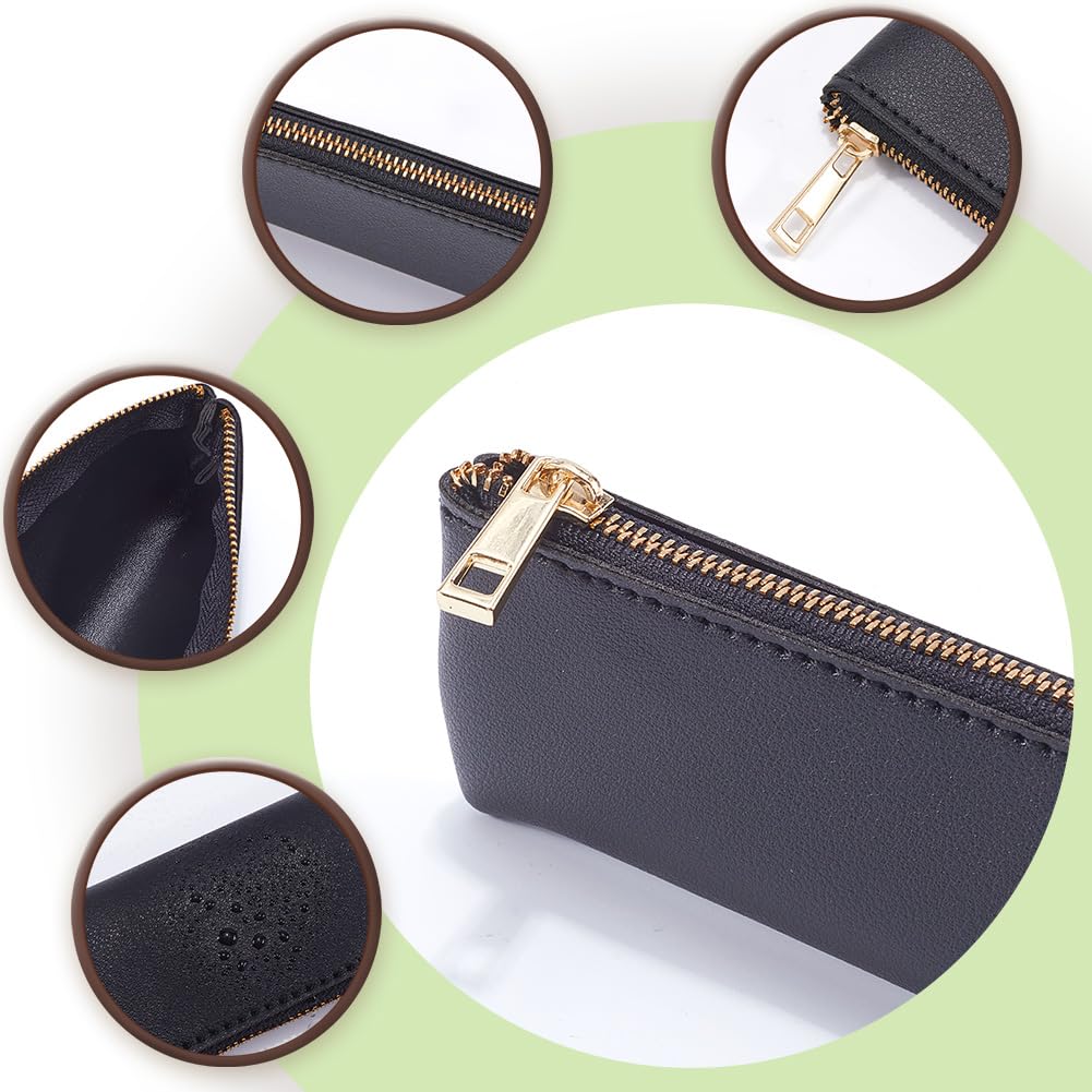 GORGECRAFT Astuccio per Matite Sottile, Morbido e Estetico, in Pelle PU, per Cancelleria, in Tinta Unita, Portatile, con Cerniera, per Penne, Matite, Pennarelli, Regali per Il Ritorno A Scuola (Nero)