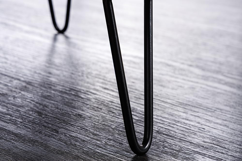 Riess Ambiente Couchtisch Organic Living 70cm - schwarz braun - Akazienholz | Massiv, Stauraum, hochwertig, individuelle Maserung, natürliche Optik, Hairpin-Design, Ablagefach, Metallgestell