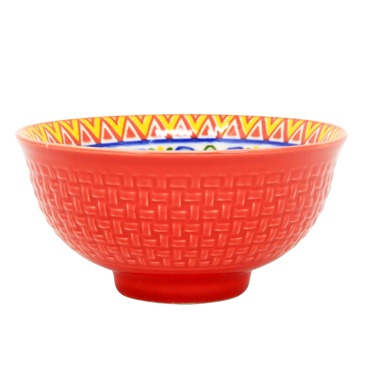UNIQUE HOME LIVING Dessert Bowl, 12cm Ice Cream Bowl, Red Mandala Stoneware Serving Bowls for Ice Cream, Appetiser, Fruit, Salad, Pudding, Stackable Decorative Bowls