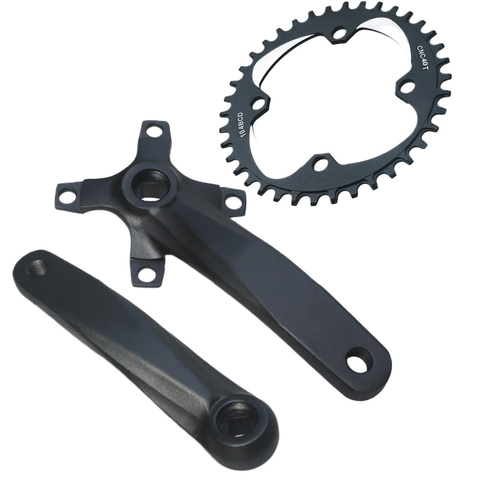 Juego de bielas MTB Black 104BCD con piñón de Orificio Cuadrado 32-42T - Brazos de biela de 152/165/170 mm, Plato Estrecho y ancho/589