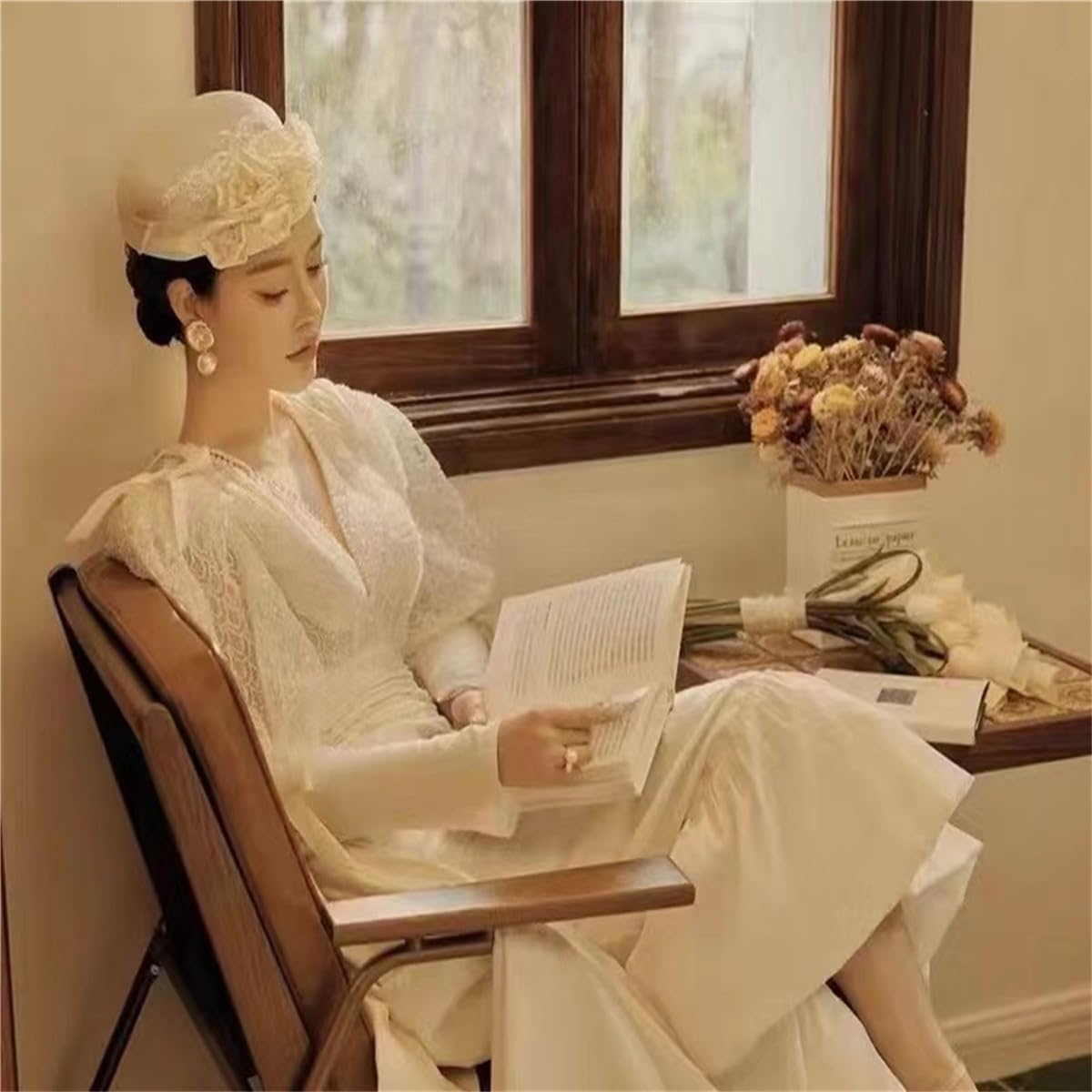 Wedding Hats for Women, White Church Hat with Satin Flower & Lace Decoration，1920S Gatsby Fascinators Derby Hat 2026
