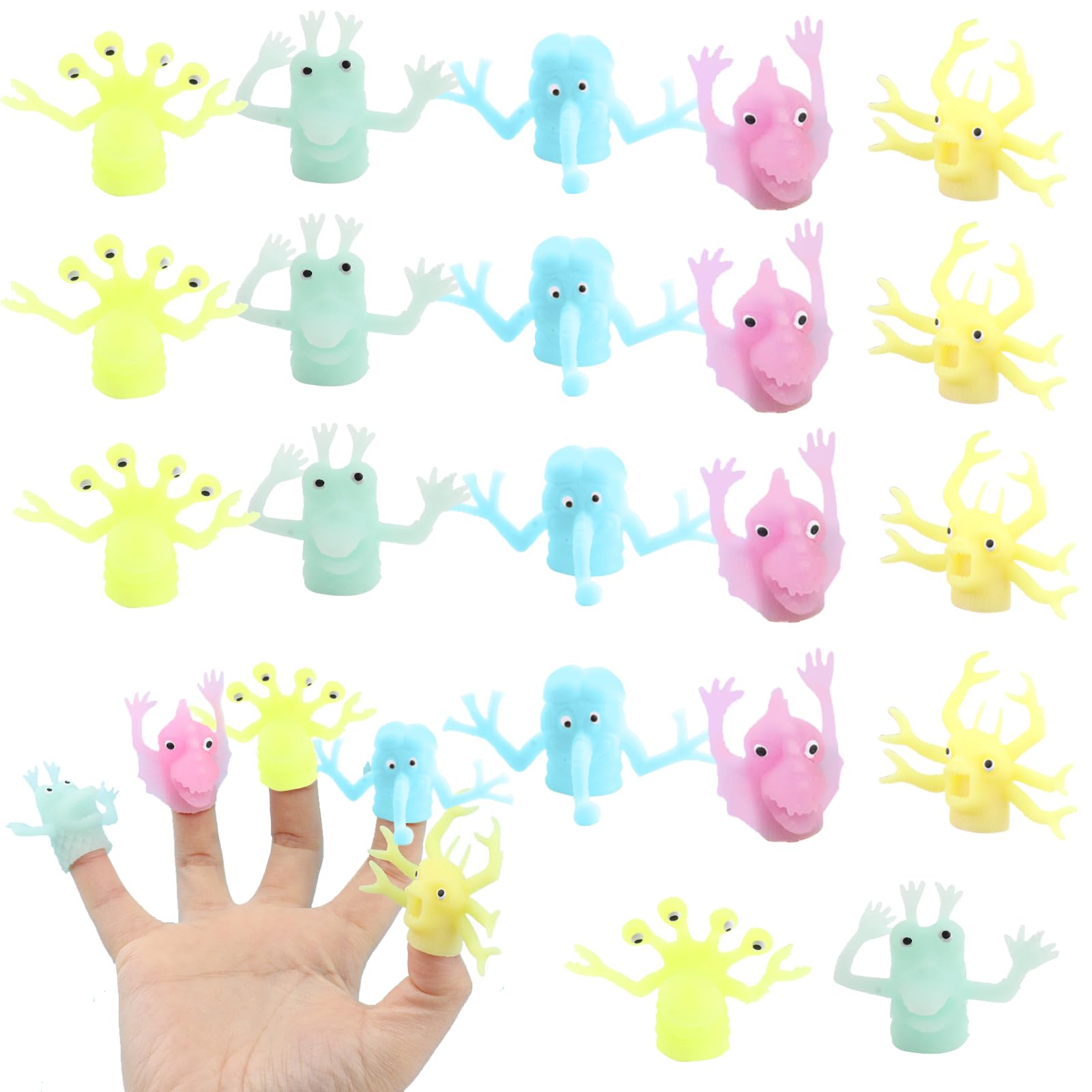 UMIJASVL 20 Pcs Finger Puppets, Scary Monsters Toys, Puppet Toy Accessories Gift, for Halloween Christmas Game Party
