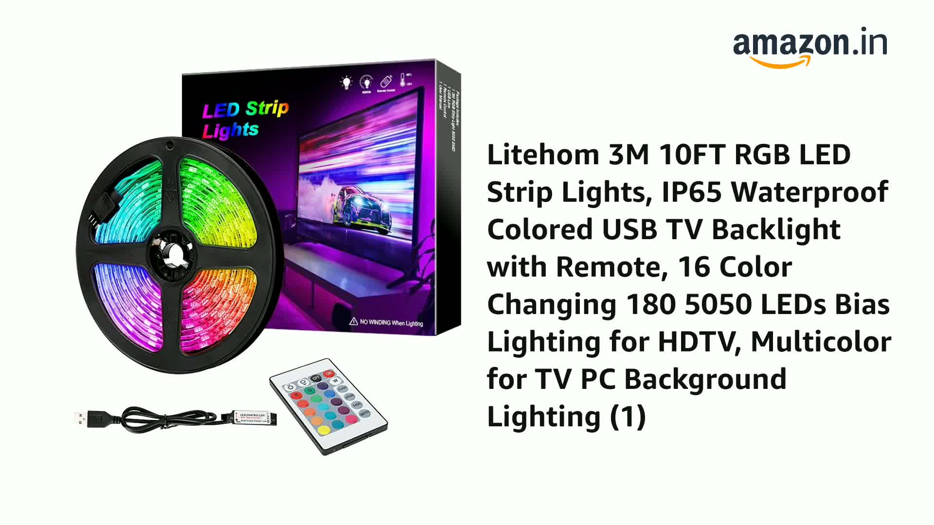 Buy Litehom 3M 10FT RGB LED Strip Lights, IP65 Waterproof Colored