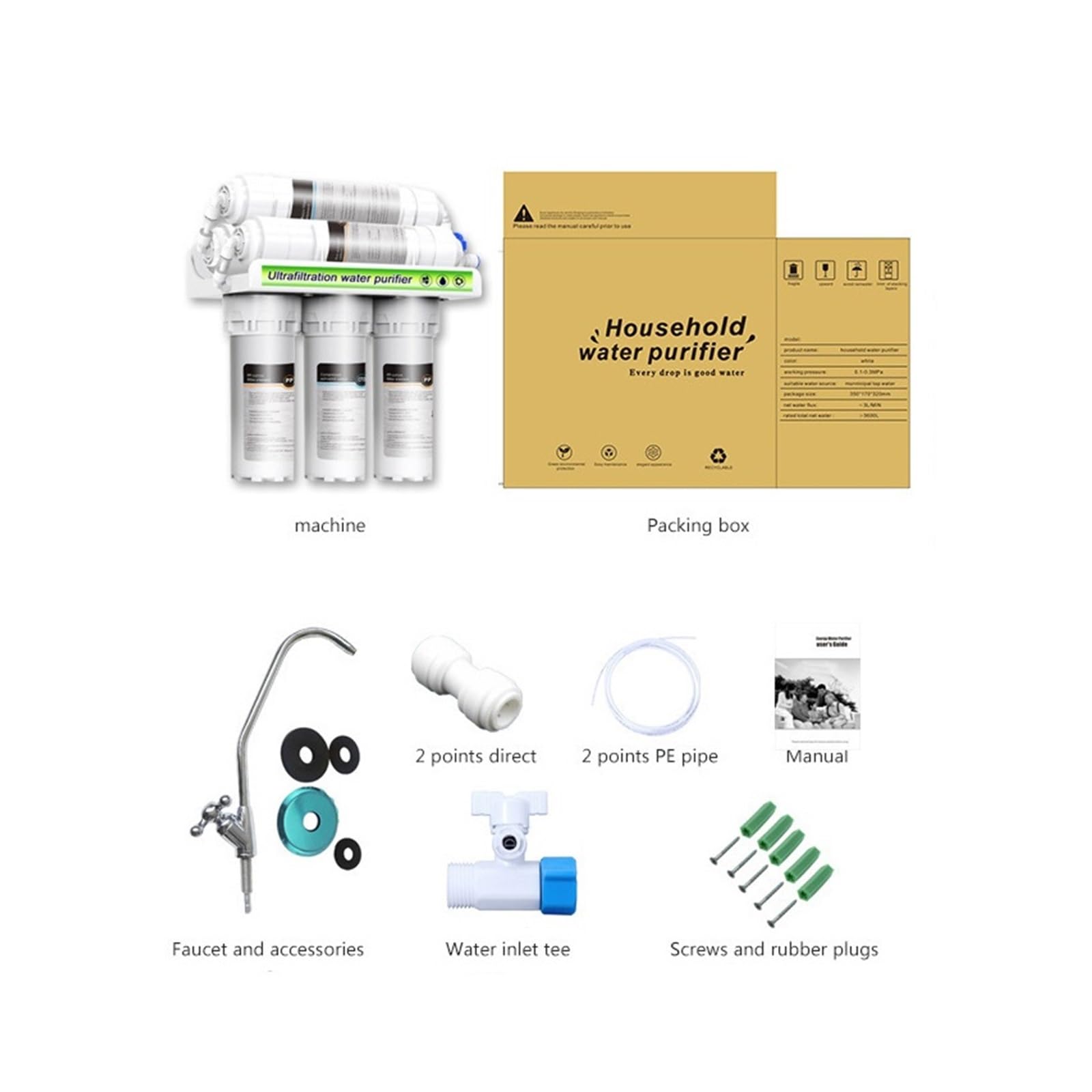 sistema de filtro de agua, Máquina de purificación agua, máquina ultrafiltración cocina doméstica, filtro purificador, beber directa