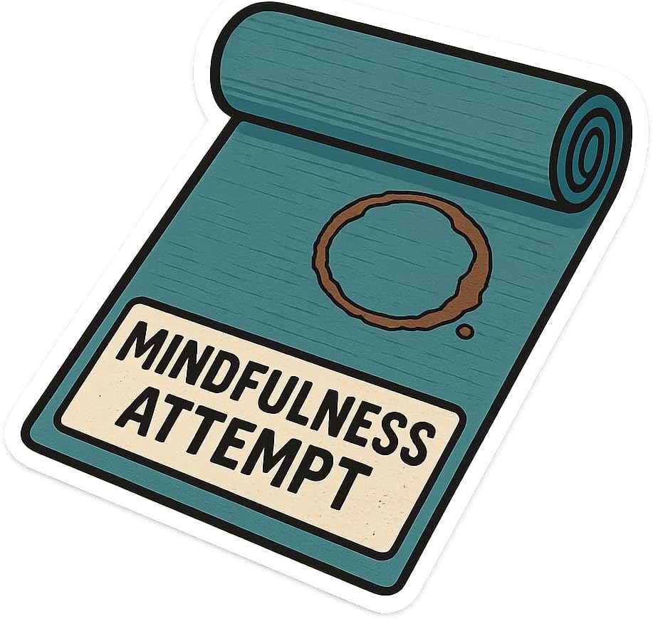 Mindfulness Attempt Sticker – Funny Yoga Mat Design for Laptops, Water Bottles, and Journals (3″ x 3″)
