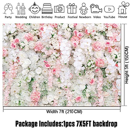 Fondo Fotográfico HQM Flores Rosa Rosa 7x5FT miniatura 6