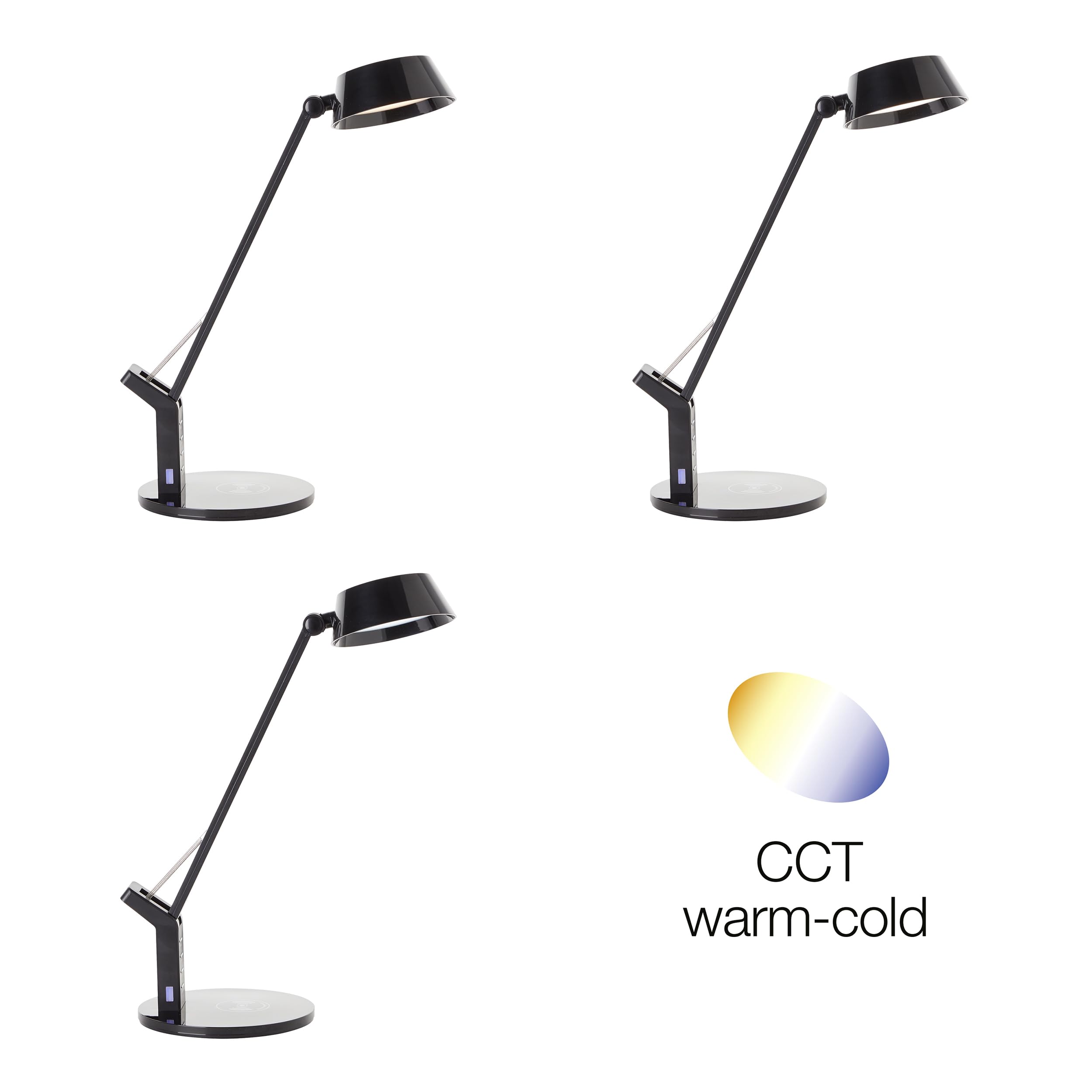 Lightbox dimmbare LED Schreibtischlampe mit Induktionsladeschale - schwarze Tischleuchte mit schwenkbarem Kopf & Gelenk & Touchdimmer - 710 lm, 8 W, 3000-6500 K - aus Kunststoff